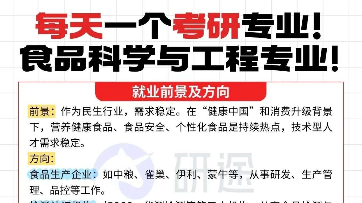 每天一个考研专业&mdash;&mdash;食品科学与工程专业